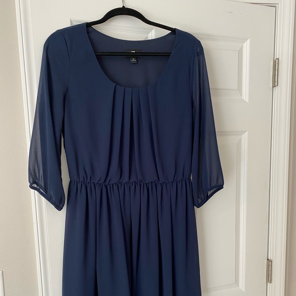 iZ Byer Navy Chiffon Dress